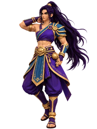 Shikhandi in violet armour