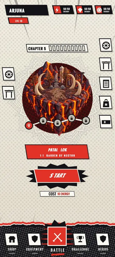 Chapter select screen with a boss