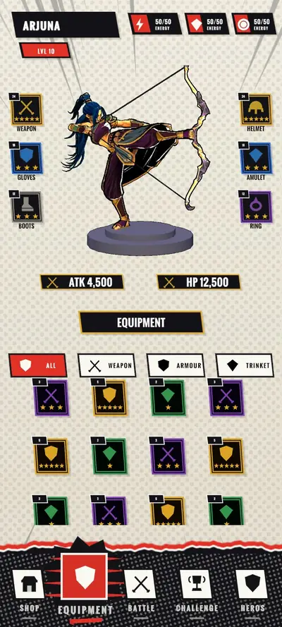 Equipment screen